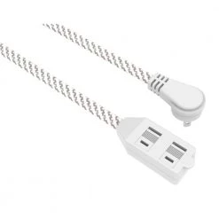 HDX 12 ft. 16/2 Braided Extension Cord with Safety Cover, in White and Grey