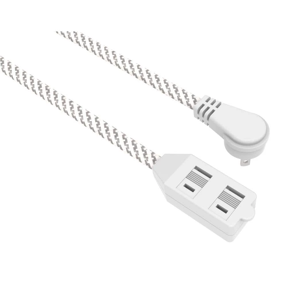 HDX 12 ft. 16/2 Braided Extension Cord with Safety Cover, in White and Grey 1 HDX 12 ft. 16/2 Braided Extension Cord with Safety Cover, in White and Grey