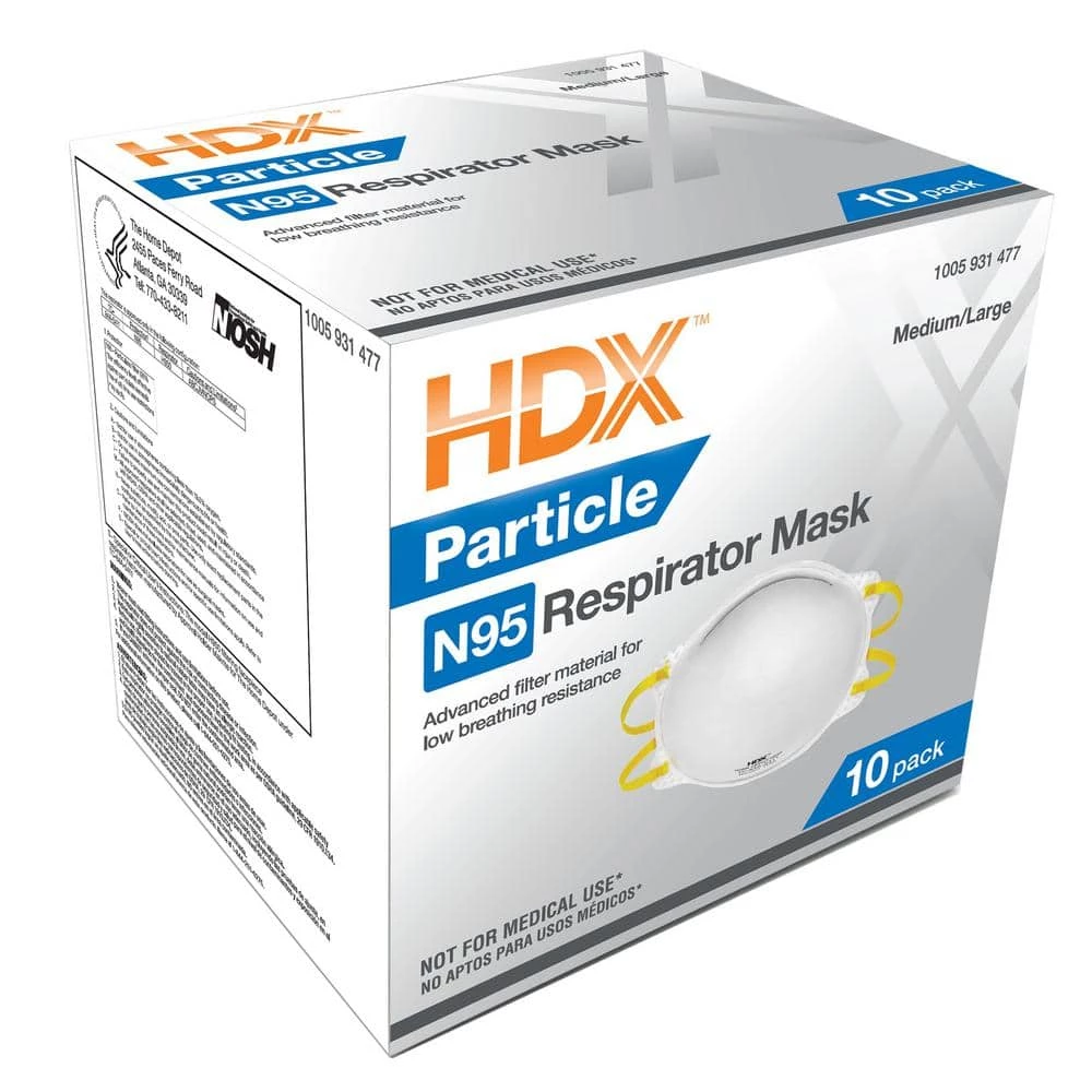 HDX N95 Respirator Masks M/L (10-Pack) 1 HDX N95 Respirator Masks M/L (10-Pack)