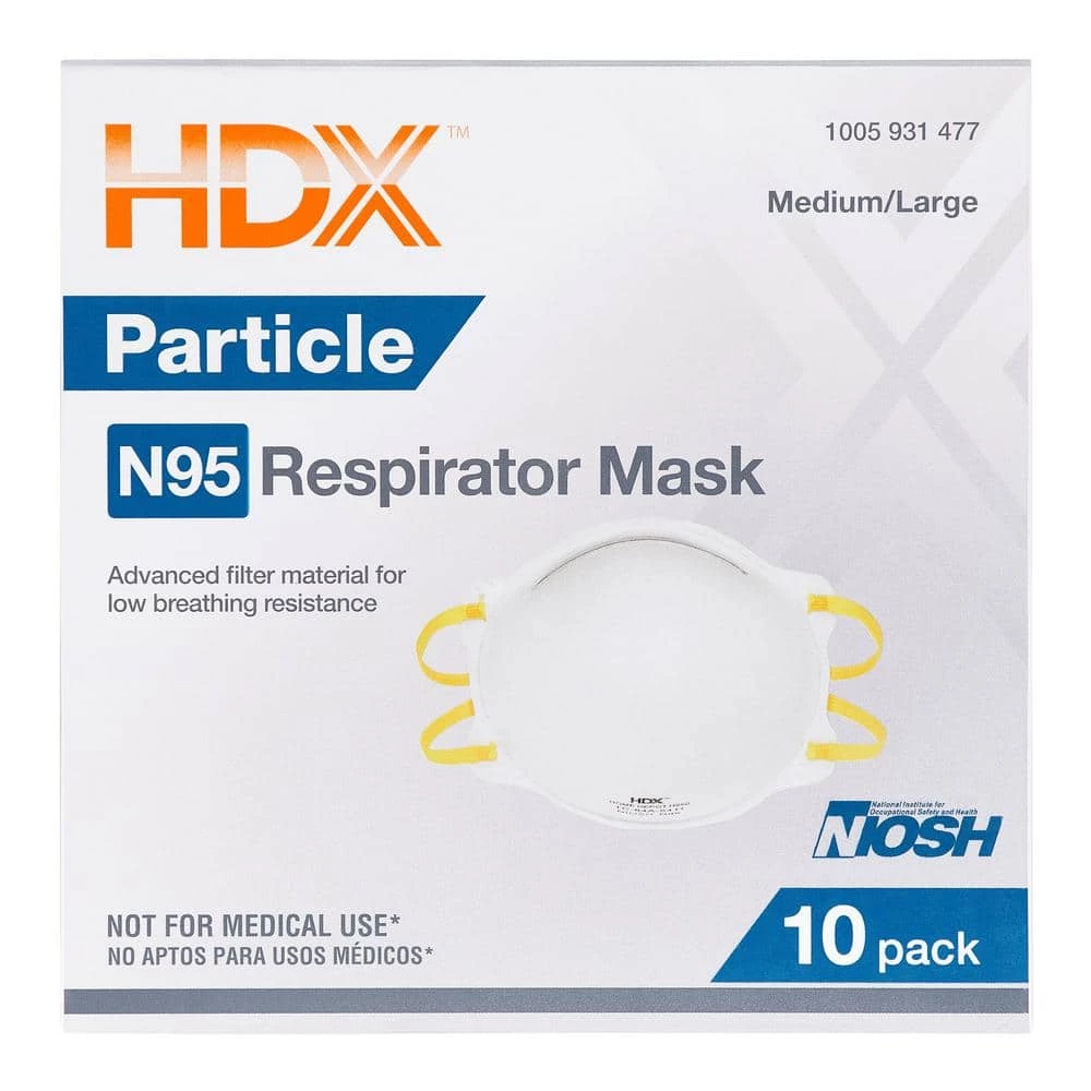 HDX N95 Respirator Masks M/L (10-Pack) 4 HDX N95 Respirator Masks M/L (10-Pack) - Image 4